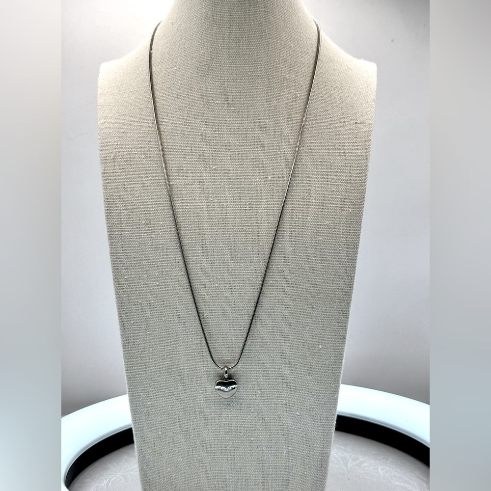 Silver Tone Snake Chain Necklace with Heart Pendant with Husband Engraved 20”‎